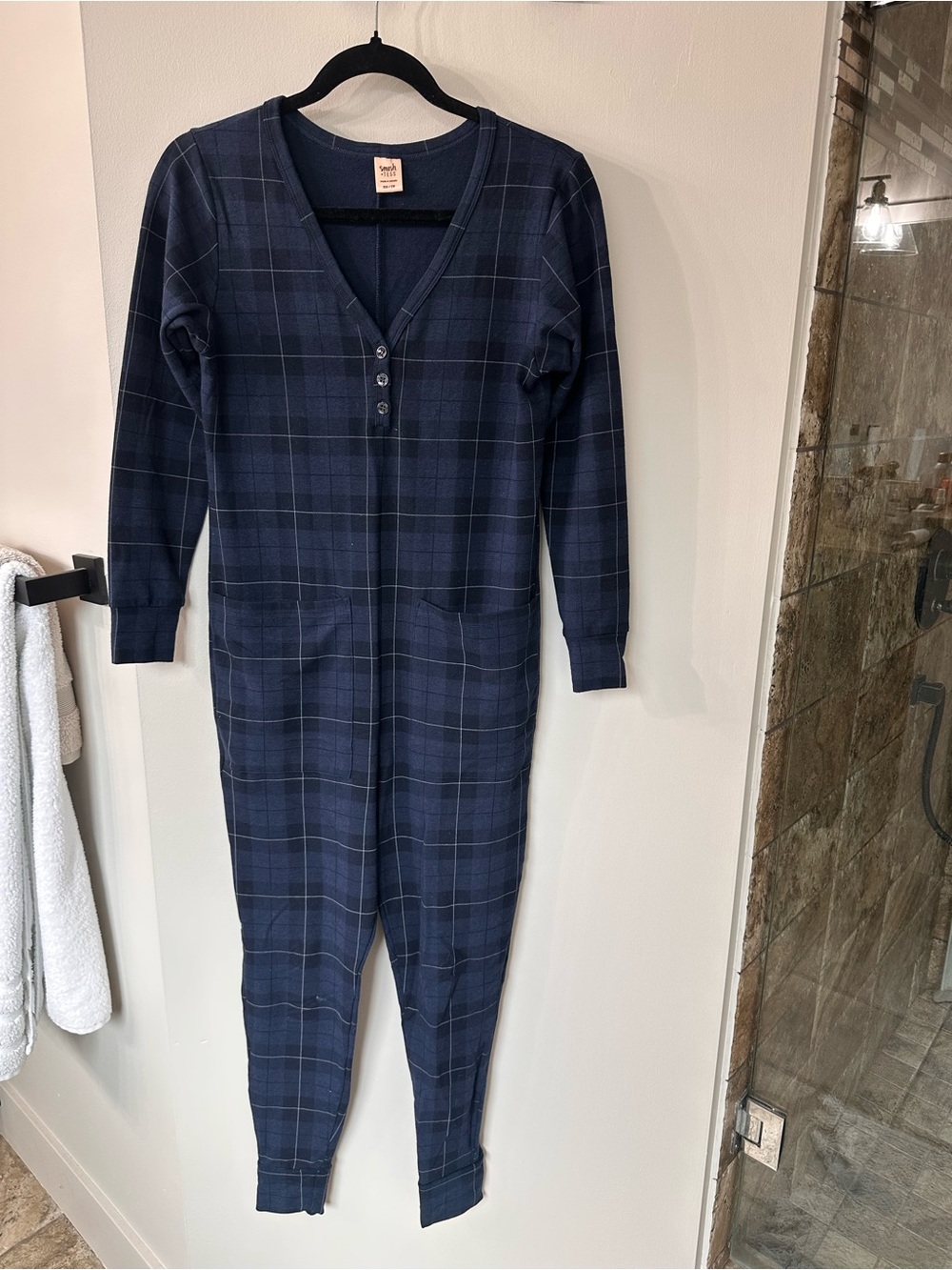 Smash + Tess Navy Plaid Romper